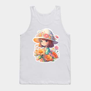 Cute girl wearing sunhat Tank Top